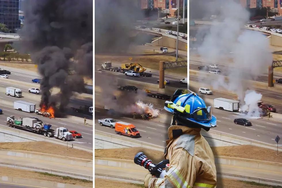 Hero Firefighters Fights Truck Blaze on Crowded Texas Highway